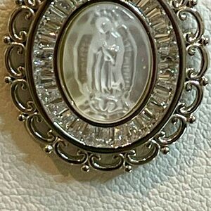 Elegant Virgin Mary Silver Pendant Necklace